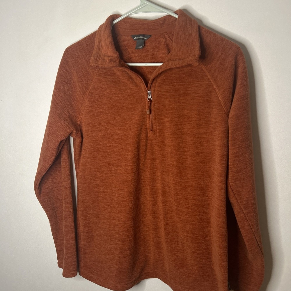 Eddie Bauer Women's Long Sleeve Polar Fleece Quarter Zip Pullover Burnt Orange27